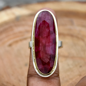 Long Pink Ruby Gemstone <b>Ring</b> Elegant Handmade Ruby <b>Statement</b> <b>Ring</b> Vintage Style Jewelry Gift for Her - Product Image 3