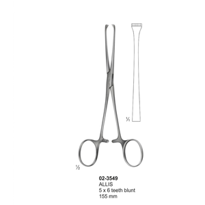 Pinzas Quirúrgicas Allis de 155 mm, 5×6 Dientes, Acero Inoxidable, Pinzas de Agarre de 6.1 Pulgadas, Reutilizables, Pinzas Intestinales Médicas - Product Image 3