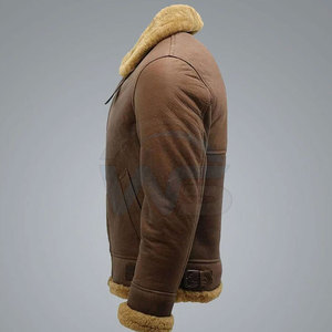 Leather Latest Style <b>Shearling</b> <b>Jacket</b> <b>Men's</b> Warm Casual Winter <b>Jacket</b> With Faux <b>Shearling</b> Collar And Inner Lining - Product Image 5