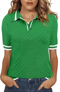 Camiseta de Punto de Manga Corta Azul Marino para Mujer, Color Sólido, Informal, Transpirable, Largo Regular, Poliéster, OEM Harry Johnson - Product Image 2