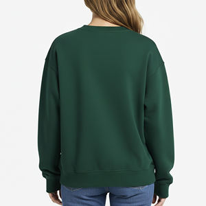 Sudadera casual de cuello redondo con logo personalizado, anti-pilling, de color sólido, para mujer, ideal para hacer ejercicio. - Product Image 4