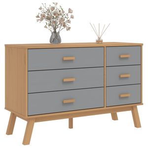 Commode en bois de pin massif, collection de tiroirs gris et marron - Product Image 4