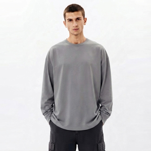 T-shirts à manches longues pour hommes, taille XL, 230 g, personnalisés, de haute qualité, 100 % coton, col rond, vêtements décontractés pour hommes, coupe ample, t-shirt surdimensionné - Product Image 1