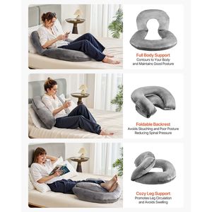 Large Size U-Shaped Soft Velvet Reading & <b>Bed</b> <b>Rest</b> Pillow Washable <b>Back</b> Pillow Comfortable Sitting Position Reusable Product - Product Image 5