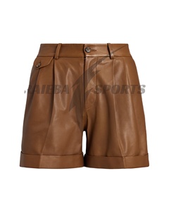 Shorts Bermuda en Cuir Personnalisés pour Femme 2026 – Écologiques, Séchage Rapide, Respirants, Coupe Ample Vintage, Braguette Zippée, Qualité Supérieure - Product Image 2