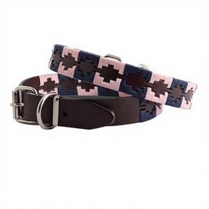 Collar de perro de cuero personalizado inteligente al por mayor con correa de arneses personalizados de diseño de punto de hilo de ajuste de hierro - Product Image 1