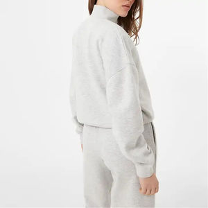 Sweat-shirt polaire oversize gris clair pour femme, manches raglan, pull uni, sweat-shirt à quart de zip Maanify 2026 - Product Image 2