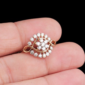 Anillo de banda cruzada de oro amarillo macizo de 14K con diamantes redondos naturales, joyería fina, Memoria Jewels, venta al por mayor - Product Image 6