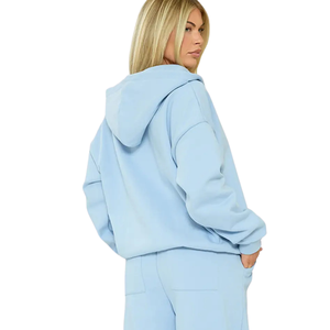 Womens Zip Hoodie Tracksuit Sets Relaxed Sweatshirt Wide Leg <b>Trousers</b> Drawstring Waist Casual Two Piece Lounge Outfits Wholesale - Product Image 4