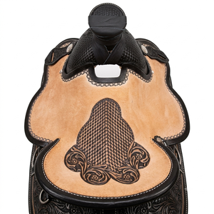 Conjunto de Silla de Montar Inglesa de Cuero Repujado con Estribos, Riendas y Accesorios a Juego para Equitación en Ranchos y Senderos - Product Image 6