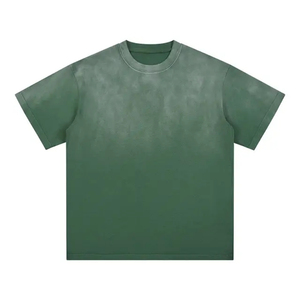 <b>Men's</b> <b>Tie</b>-Dye Cotton T-Shirt Short Sleeve O-Neck Regular Fit Casual Knitted Solid <b>Blue</b> Color - Product Image 5