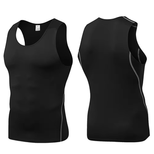 Custom Short <b>Men</b> Sleeveless <b>Compression</b> Shirt Breathable High Elastic Quick-Drying Running Gym Fitness <b>Vests</b> Skinny Sportswear - Product Image 1