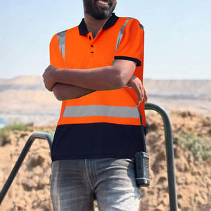 Camiseta de Seguridad Reflectante de Alta Visibilidad en Color Naranja Intenso, Estilo Manga Corta, Tejido Transpirable, Bolsillo en el Pecho, Tipo Polo - Product Image 6