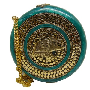 Lowellcraft.com Resin Acrylic Brass <b>Stud</b> Button Clutch & Purse Model BRC06144 - Product Image 1