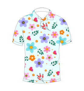 Camisa polo con estampado de mariposas florales azul cielo para hombre, camiseta informal de manga corta con estampado de flores multicolor, camiseta de moda de verano - Product Image 4