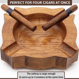 Round Wooden Ashtray with Cigar Holder Minimalist Design for Home Desktop Use Solid Wood Crafted <b>Smoking</b> Accessory - Product Image 2
