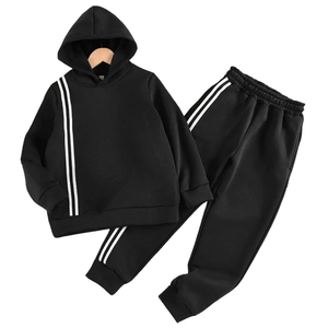 Ensemble de survêtement polaire à capuche pour enfants, avec poches latérales, style décontracté, fournisseur OEM - Product Image 1