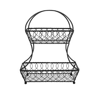 Panier de rangement à double niveau pour la maison, panier à fruits moderne avec structure en fer durable - Product Image 6