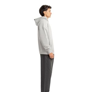 Sweat à capuche décontracté pour homme en molleton gris avec impression avant et arrière, style streetwear décontracté, OEM ODM - Product Image 3