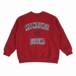 เสื้อสเวตเชิ้ตคอกลมผู้หญิง Milwaukee ผ้าเทอร์รี่ พิมพ์ลายตัวอักษรสีแดง ปักลาย ทรงปกติ ผ้าฝ้ายถัก แขนยาว สำหรับฤดูใบไม้ร่วง - Product Image 1