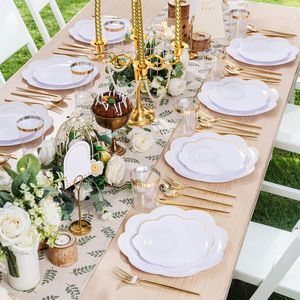 ชุดภาชนะพลาสติกสีขาวแบบใช้แล้วทิ้งสำหรับงานหนัก 180 ชิ้น รุ่น EI 30 ชุด รวมช้อนส้อมทองและเงิน สำหรับงานปาร์ตี้และงานอีเว้นท์ - Product Image 3