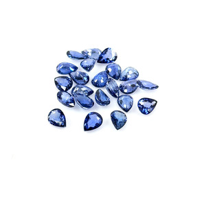 Zafiros azules naturales sin tratar, calibrados en forma de pera de 3x5 mm, piedra preciosa de zafiro azul facetada natural suelta para la fabricación de joyas. - Product Image 1