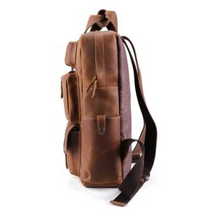 Full Grain Leather Laptop <b>Backpack</b> Waterproof Anti-Theft Travel Bag Vintage <b>Brown</b> Leather Rucksack LBP-0402 - Product Image 3