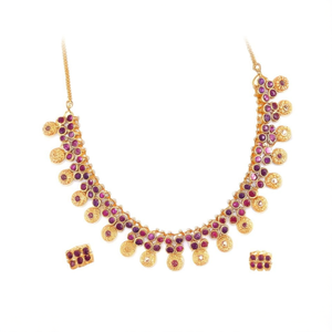 <b>Ruby</b> Coin <b>Necklace</b> Set Fashion Jewelry - Product Image 2