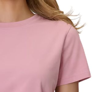 Camiseta Lisa de Corte Regular para Mujer, Mezcla de Algodón Premium, Cuello Redondo Informal, Cómoda para Uso Diario, Trabajo, Viajes y Ocio - Product Image 5