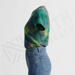 Camiseta Deportiva Informal para Mujer, Talla XL, 100% Algodón, Transpirable, Tie Dye, Manga Corta, Cuello Redondo, Ropa Deportiva - Product Image 3