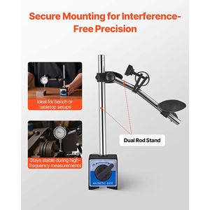 Supporto a doppia asta per indicatore di test con precisione di 0,001 pollici e custodia per il trasporto con braccio lungo regolabile con precisione, non magnetico - Product Image 4