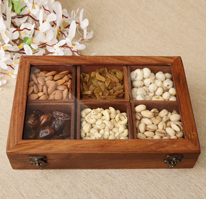 Wood Dry Fruits <b>Box</b> <b>Hexagonal</b> Storage <b>Box</b> Divided Sections For Nuts Candies Wood Dry Fruits <b>Box</b> Best Price - Product Image 5