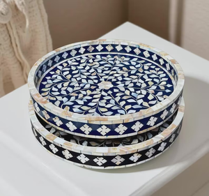Bandeja de Servir Floral Grande de Nácar para Boutique |   2 opciones de color |   Bandejas MOP hechas a mano |   Decoración del hogar - Product Image 6