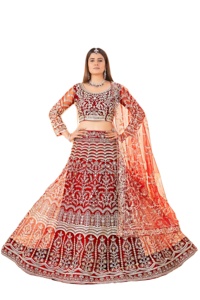 ชุดเลเฮนกา โจลี/ซัลวาร์ คามีซ สำหรับงานปาร์ตี้ ผู้หญิง ตกแต่งด้วยงานปักลายละเอียดและงานปักแบบซีเควนซ์ แห้งเร็ว ทรงหลวม - Product Image 4