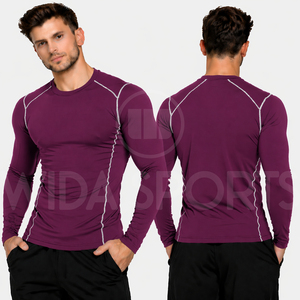 Men's Lightweight Breathable Athletic Compression Shirt Four-Way Stretch Moisture Wicking Base <b>Layer</b> for Gym Workout Training - Product Image 2