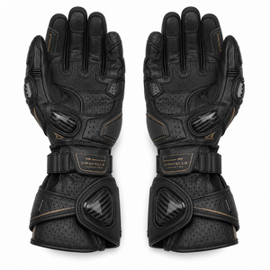 Guantes de Carreras para Hombre, de Cuero con Protección de Fibra de Carbono en la Palma, Cierre de Velcro, Unisex, para Motociclismo - Product Image 2
