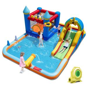 Scivolo d'Acqua Gonfiabile Colorato con Piscina e Ventilatore per Giochi Multisport e Strutture di Divertimento Acquatico - Product Image 6