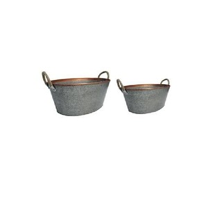 Poignées de jardinières en métal galvanisé écologiques les plus vendues pour la décoration de la maison et du jardin extérieur, forme ovale, jardinières à fleurs personnalisables - Product Image 5