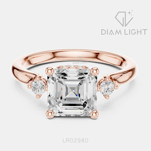 Bague de fiançailles en or blanc 14 carats avec diamant de laboratoire taille Asscher 1,78 carat, certifiée IGI, bijoux fins pour femmes, idéale pour offrir - Product Image 5
