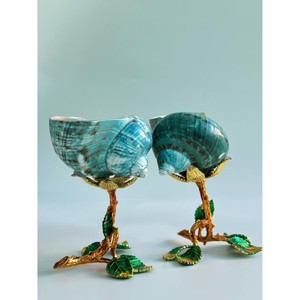 Unique seashell & metal wine glass beautiful gift item suitable for both casual and formal occasions - Product Image 1
