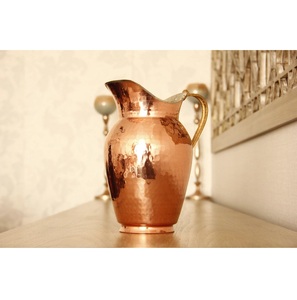 Carafe à eau en cuivre avec finition martelée, poignée de style vintage, pour la décoration de la maison, vaisselle écologique - Product Image 1