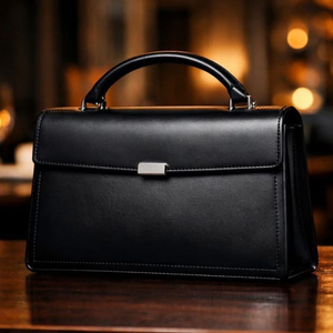Bolso o cartera de cuero marrón con cierre metálico, similar a los estilos ofrecidos por marcas pakistaníes como Bag - Product Image 4