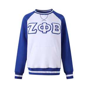 Sudadera de Cuello Redondo Raglán Zeta Phi Beta con Bordado Chenille, Ropa de Sororidad Griega, Sudadera Unisex de Algodón Premium - Product Image 1