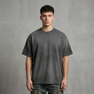 T-shirts Homme Streetwear Hip Hop en Coton 100% Effet Délavé Acide, Personnalisables, Coupe Oversize Vintage avec Logo – Vente en Gros - Product Image 3