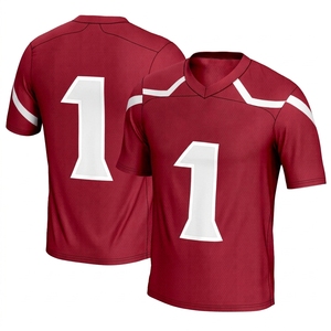 เสื้อฟุตบอลอเมริกันสีดำสำหรับผู้ชาย หมายเลข 1 คอวี แขนสั้น ผ้าโพลีเอสเตอร์ซับเหงื่อ ชุดกีฬา - Product Image 5
