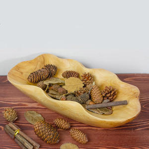 Handmade Wooden Bowl With Natural <b>Pinecones</b> And Leaves Wabi Sabi Decor For Home And Gifting - Product Image 1