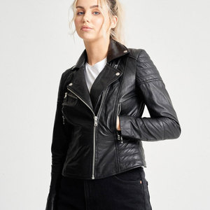 Warm Winter Sheep Skin Breathable <b>Waterproof</b> <b>Zipper</b> Casual Leather Jacket OEM Latest Arrival Fashionable Women's Outdoor - Product Image 2