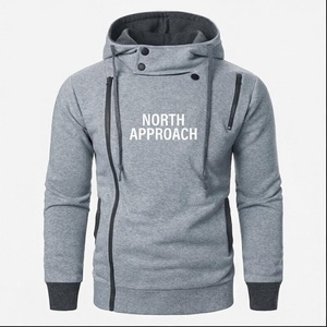 เสื้อฮู้ดผู้ชายทรงเข้ารูป สีเทา ผ้าฝ้ายผสมโพลีเอสเตอร์ เฟรนช์เทอร์รี่ สวมใส่สบายๆ สำหรับฤดูใบไม้ร่วง - Product Image 1