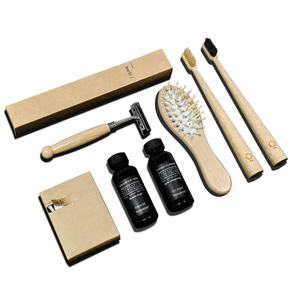 Nouvel ensemble de brosses à dents et de dentifrice jetables en papier kraft facile à déchirer pour hôtel, <span class=keywords><strong>kit</strong></span> de salle de bain avec peigne en bois, rasoir et articles de toilette - Product Image 5
