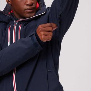Chaqueta Acolchada con Capucha para Hombre, Color Azul Marino, Ecológica, Forrada de Polar, Impermeable, Relleno de Poliéster, Cierre de Cremallera, Estilo Deportivo - Product Image 3